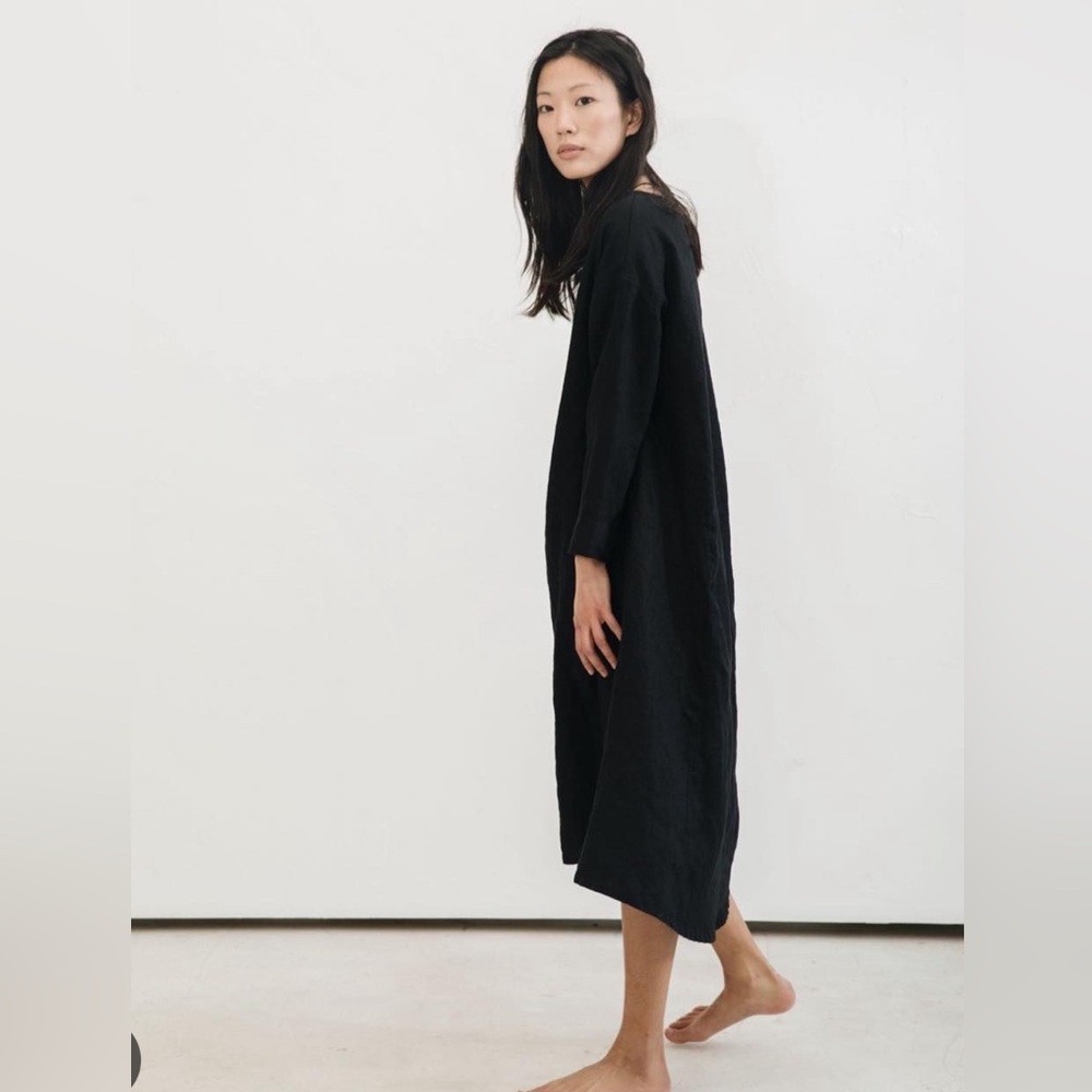 Elizabeth Suzann Parabola Black Linen Dress
